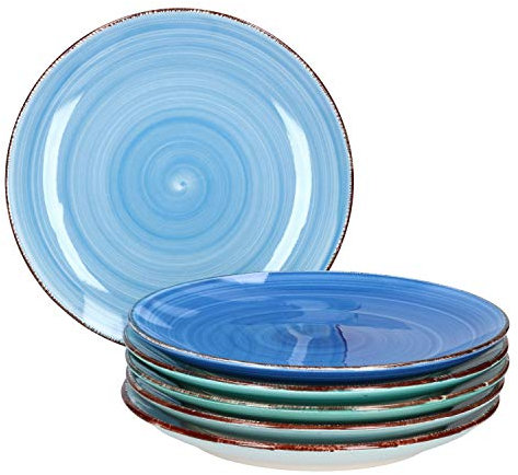 MamboCat 6-pcs. service à gâteaux Blue assiette à dessert ronde assiette de petit déjeuner buffet assiette de service petits strudels bleus décorations grès résistant au four maritime