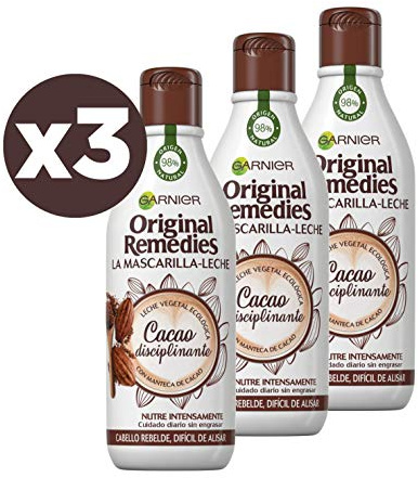 Garnier Original Remedies Kakao-Milch-Maske für widerspenstiges oder schwer zu glättende Haar, 3 x 250 ml