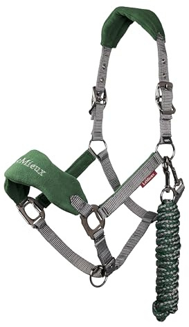 Lemieux Vogue Fleece-Halfter mit Führstrick in Hunter Green – Extra Polsterung, verstellbar an Bordstein- und Pollriemen – Voll