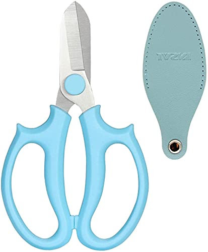 YYG Floral Shears, Premium Steel Garden Pruning Shears Floral Fruits Leaf Scissors Hand Pruner Snip Trimming Tool for Gardening Flower (Blue, 6.5)