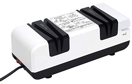 Electric Knife Sharpener 2800r/min Kitchen Knives Scissors Sharpening Tool Grind Professional Sharpener Chef's Choice Safe Easy to Use 50w Sharpen for Various Cutters (White)