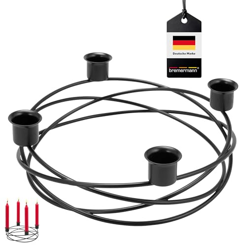 bremermann Kerzenhalter Kranzform, für Stabkerzen/Tafelkerzen, Kerzenständer (Schwarz)