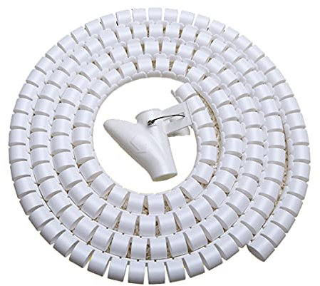 Cable Tidy Tube, 16mm x 2m Cable Wires Management Organizer Sleeve Flexible Wire Protector Cover Cord for TV PC Cables, White