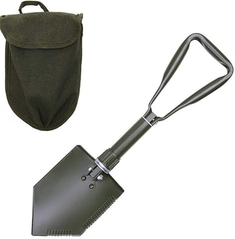 Vanga pieghevole BW, 3 pezzi, verde oliva con custodia rigida e passante per cintura + adesivo portafortuna