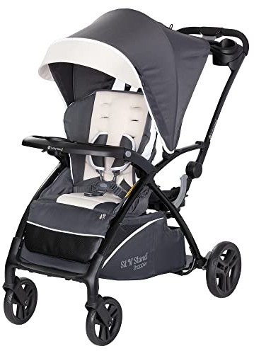 Baby Trend 5-in-1 Kids Shopper and Travel Stroller with Canopy Visor, Storage Basket and 2 Cup Holders, Sit N' Stand, Magnolia - Collapsible Infant and Toddler Stroller and Car Seat Combo System