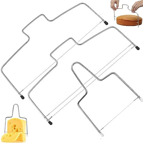 Divisor de bases de tartas, Cortador de tartas - Juego de 3 piezas con 2 alambres de corte dentados para bases de tartas perfectas