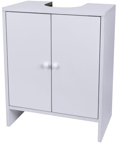 Dylex White Under Sink Bathroom Cabinet Free Standing Sink Bathroom Storage Unit, Basin Cupboard With Shelf W48 x H60 x D30cm