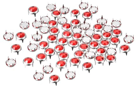 sourcing map 100 Stück Strass-Nieten-Nachfüllungen, 6 mm, schillernde 4 Krallen-Nagelkopf-Nieten, Verzierungen, dekorative Nieten für DIY-Lederhandwerk, Kleidung, Tasche, Gürtel (rot)