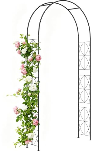 Outsunny Arche de Jardin Arche à rosiers Treillis tuteur Plantes grimpantes - Style Fer forgé dim. 114L x 30l x 230H cm métal époxy Noir