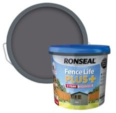 FAB INT PRODUCTS Fence Paint 5L - Garden Shed Paint, Furniture Paint - Outdoor Exterior Wood Paint - Used On Rough Swan & Smooth Planed Wood - Dry in 4 Hours (Slate)