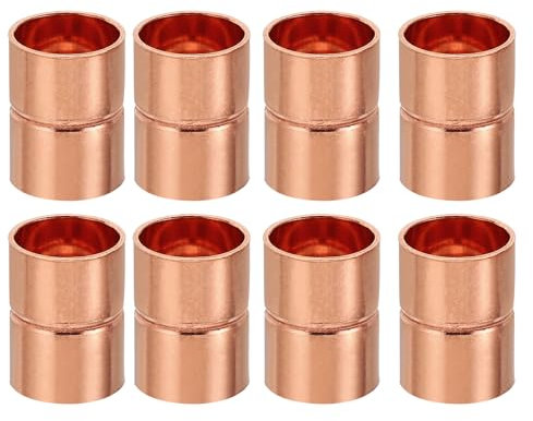 PATIKIL 8pcs Manchons à Souder en Cuivre, 12mm Raccords de Couplage Tuyau, Raccord de Tuyauterie Droit pour Raccordements Plomberie HVAC Climatisation Chauffage Réseaux, Épaisseur 0.8mm