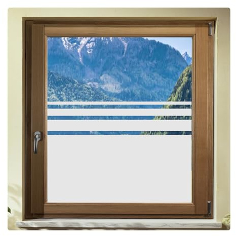 Fensterfolie Sichtschutzfolie 80 cm Hoch Streifen Sichtschutzstreifen Glasdekorfolie Fenster selbsthaftend lichtdurchlässig blickdicht Tag Nacht Innen und Außenmontage geeignet (100cm Breit)