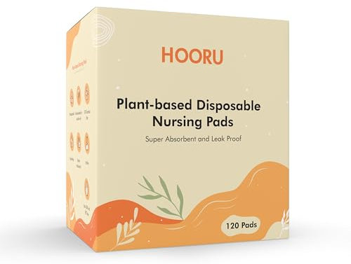 Plant Derived Disposable Nursing Pads - 120 pcs, Total Chlorine Free,Ultra-Absorbent & Leak-Proof, Soft on Sensitive Skin for Breastfeeding Moms