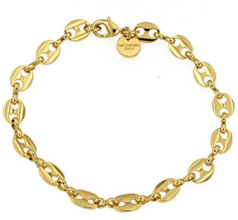Kaffeebohnenarmband vergoldet 7mm breit 17 cm Goldarmband Armband Damen Herren Schmuck ab Fabrik tendenze Italy