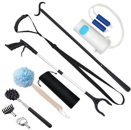 QILICZ Juego de 8 pinzas plegables, calzador, calzado, calzado, ayuda para vestir, ayuda para vestirse después de la cadera