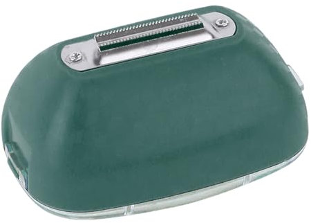 Pelaverdure con raccogli-verdure, funzionale, a prova di mais, per melone, pelapatate, carote, cetrioli, con manico contenitore, sbuccia frutta con contenitore BgH441 (verde, 10 x 5,5 x 6,7 cm)