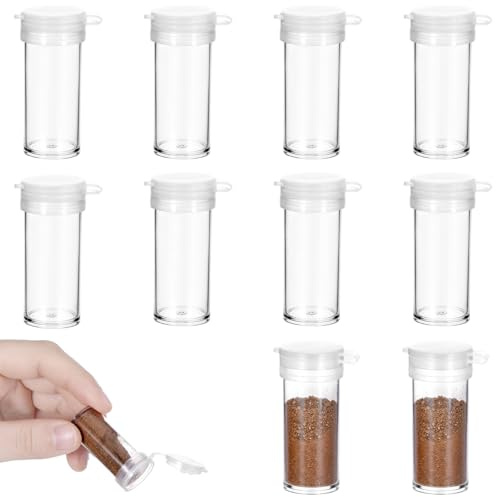 JJUNW 10 Mini Salzstreuer 6g Salz und Pfefferstreuer Klein für Unterwegs | Transparente Plastik Salzstreuer mit Deckel Gewürzstreuer Camping Salzstreuer für Reise Camping Gewürze