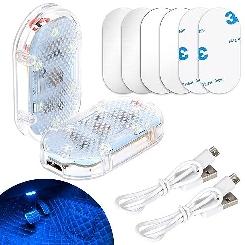 Tunejoy Éclairage Intérieur de Voiture Interrupteur Tactile Lampe Voiture Intérieur Portable Rechargeable par Bibliothèque, USB our la Voiture, Armoire Bleu Glace