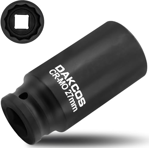 DAKCOS 27 mm krafthylsa 12-kant 1/2, lång hylsa 27mm Cr-Mo, 78mm lång