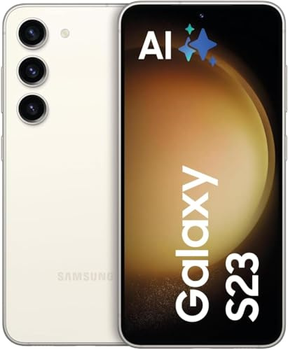 Samsung Galaxy S23 128GB Memoria 8GB ROM AI Smartphone Android 15, batería de 3.900 mAh, Smartphone sin contrato - Versión UE (crema)