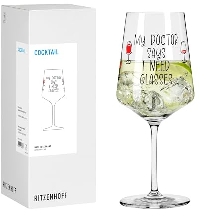 RITZENHOFF 8171018 Cocktail-Glas 500 ml, Serie Sprüche, mit lustigem Motiv my doctor says I need glasses - modern, Made in Germany