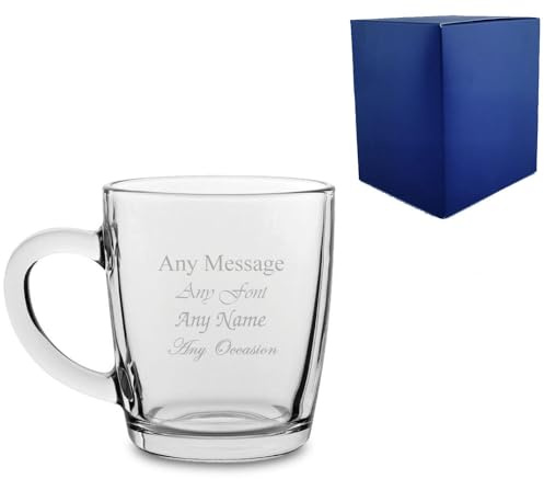 Personalised Engraved 12oz Barrel Coffee Mug Glass with Gift Box | Custom Coffee Glasses, Coffee Lover Gift, Birthday Gifts for Her & Him, Tea Gifts, New Home Gifts