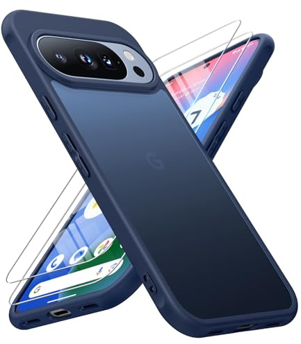 JAME for Google Pixel 10/10 Pro Case Shockproof Phone Case Slim Matte Cover | 2 Pack Screen Protector, Military Grade Protective Cover for Google 10 Case Translucent Matte Back Pixel 10 Pro Cover, Blue