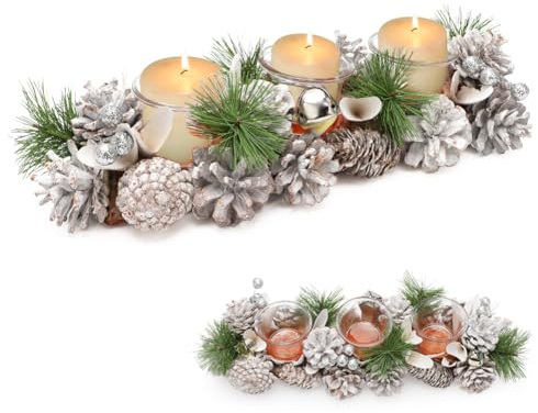 Gohytal Teelichthalter Weihnachten & Herbst – Dekorativer Kerzenständer aus Naturmaterialien, Handgefertigt für Tisch & Wohnraum Festtage