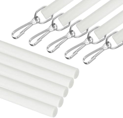 sourcing map 12 Acrylic Drapery Wand Curtain Pull Rod with Hook 5Pcs | Invisible Universal Tilt Wand Replacement Part,for High Hanging Curtain Opening-Closing,White