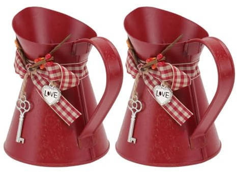 CVUTOVO 2 Piezas Macetas Decorativas de Hierro Vintage Jarras Rústicas para Arreglos Cubos de Jardín para Decoración y Jardín