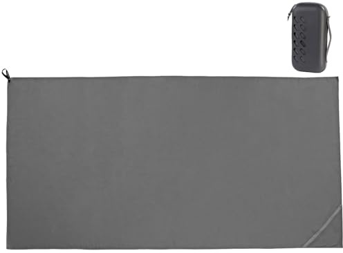 PEARL Gastro Handtuch: Mikrofaser-Handtuch, schnell trocknend, 200x100 cm, Tasche, anthrazit (Mikrofaser Reise, Fitness-Studio-Abtrockentuch, Wellness)