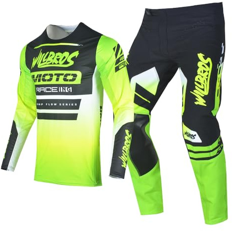 Willbros Combinaison de Pantalons Maillot Jersey MX Enduro Motocross Hors Route Moto MTB BMX pour la Compétition Homme Femmes