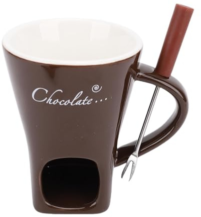 Xiuganpo Taza de Vela de Chocolate, Mini Tazas de Fondue de Chocolate de Fondue Dulce para Mantequilla de Queso de Helado, Vela, Horquilla, para Acampar, Cita, Noche de Cine, Cumpleaños, (Brown)