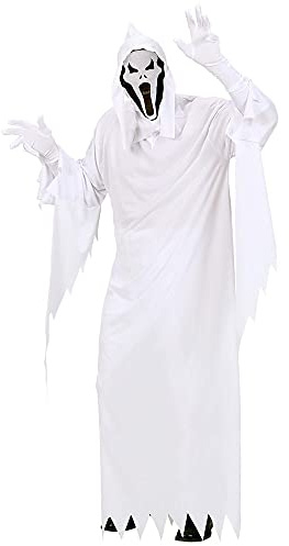 W WIDMANN MILANO Party Fashion - Costume fantasma, spirito, mietitore, costume di carnevale, Halloween | Set da 2 pezzi con tunica e maschera in stile fantasma e mietitore per Halloween, Carnevale e feste a tema