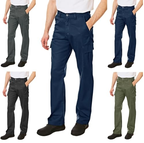Lee Cooper LCPNT205 herr slitstark lättvård flera fickor arbetssäkerhet klassiska lastbyxor byxor, 34W/31L (Regular), marinblå, 1