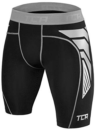 TCA Boys' CarbonForce Pro Compression Base Layer Shorts – Youth Thermal Under Gear for Sports, Football, PE & Training - Black, 6-8 Years