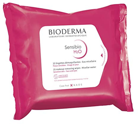 Bioderma Sensibio H2O Micelle Solution Make-Up Removing Wipes, 25 Count