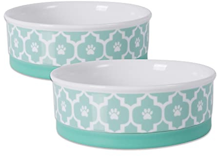 Bone Dry Gitter samling husdjursskål och behållare, medium rund – 15,2 x 15,2 x 5,1 cm, aqua, 2 st
