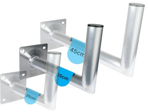 SCHWAIGER -5149- Support pour Parabole | antenne Satellite | Installation Satellite | Parabole | Support Mural | équerre en Aluminium | testé par Le TÜV | Distance au Mur 35 cm | Argent