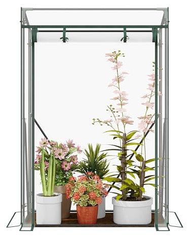 WOLTU Serra da Giardino, con tessuto impermeabile in PE resistente alle strappi e porta a rullo, adatta a giardino, terrazzo, cortile posteriore, 100x50x150/136cm, trasparente