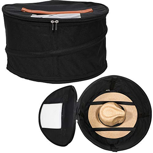 HappiBox Aufbewahrungsbox für Hüte, Stofftierspielzeug, stapelbar, rund, Pop-Up-Behälter, Reise-Hutboxen für Damen und Herren, Schrank-Organizer mit Deckel, Staubschutz, Strandhüte (schwarz, 1 Stück)