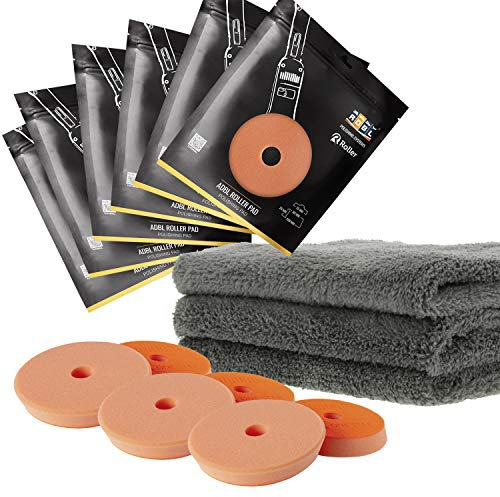 ADBL Polierpadset 6X Polierpad One-Step 125mm + 3X Shiny Freaks Premium Profi Mikrofasertuch - Profi Polierset Auto Polierschwamm Polierpad Pad Schwamm | 9tlg.