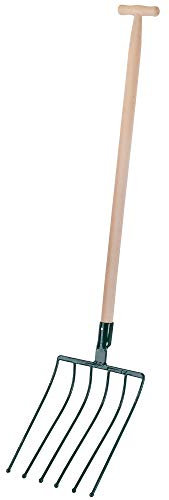KADAX Rübengabel, Forke mit Holzstiel, Spatengabel mit 6 Zinken, Heugabel, Grabegabel, Kartoffelgabel, Mistgabel aus Stahl, Gabel für Rüben, Garten, Kartoffelgabel, Gartengabel (T- Griff)