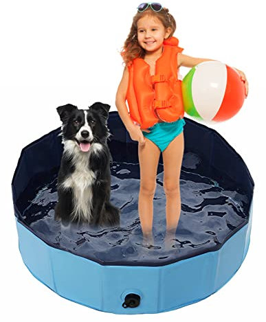 Jsdoin Foldable Dog Pool, Portable Paddling Pool, Pet Kids Bath Swimming Pool, Non-Slip PVC Kiddie Pool for Dog Cat Bathing Tub For Garden Patio Bathroom(80 * 20cm)