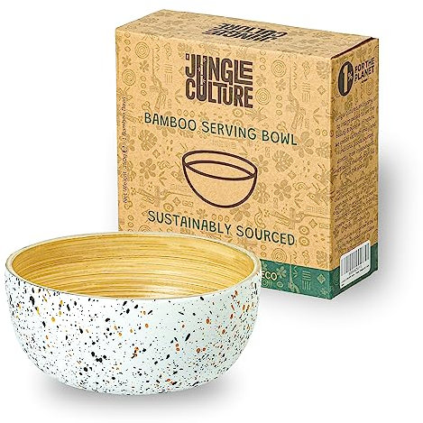 Jungle Culture Insalatiera Bambù utile per Servire Contorni • Ciotola in Legno Naturale per Alimenti con Finitura in Stile Terrazzo • Ciotola per Pasta e Snack • Ecologiche • Regalo Sostenibile
