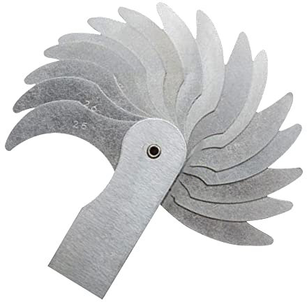 Radio calibre de acero inoxidable Filete Radiscero R25-50 mm Medidor de radian de acero inoxidable con alta dureza para fabricantes de moho, maquinistas, trabajadores y arquitectos