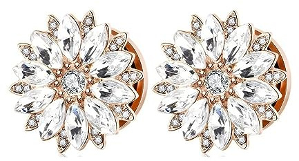 Stfery öronmätare för kvinnor, rostfritt stål öronmätare kroppspiercing smycken 6-16 mm tunnlar blomma med kubisk zirkon 2-pack, 5/8 In(16mm), Rostfritt stål