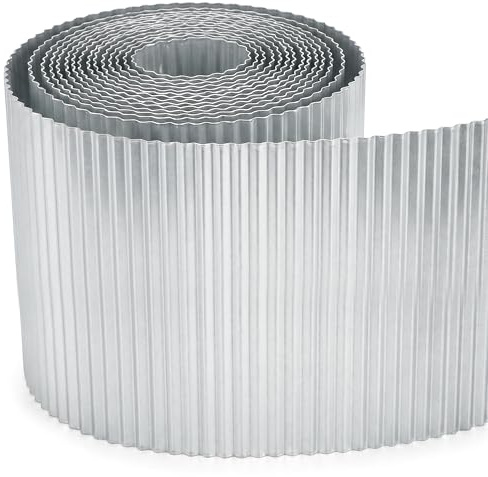 JonesHouseDeco 6m Galvanised Metal Garden Lawn Border Edging Roll, Garden Plant Border, Narrow Wavy, H15.24cm, Heavy duty Borders Edging Landscape Edging for DIY Flower Beds, Lawns, Pathway K653A01