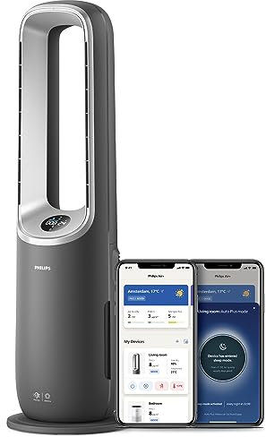 PHILIPS Air Performer 3-in-1: Purifier, Heater & Cooling Fan – Cleans 70m², Removes 99.97% of Allergens and Pollutants. HEPA Filter, Smart Sensors, Alexa, App. Quiet & Energy Efficient (AMF870/35)