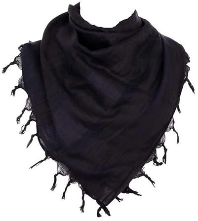 Tuch Großer Shemagh-Schal, arabischer Militär, taktischer Wüstenschal, Pali-Tuch 110 x 110 cm, 100% Baumwolle, für Männer und Frauen (schwarz)
